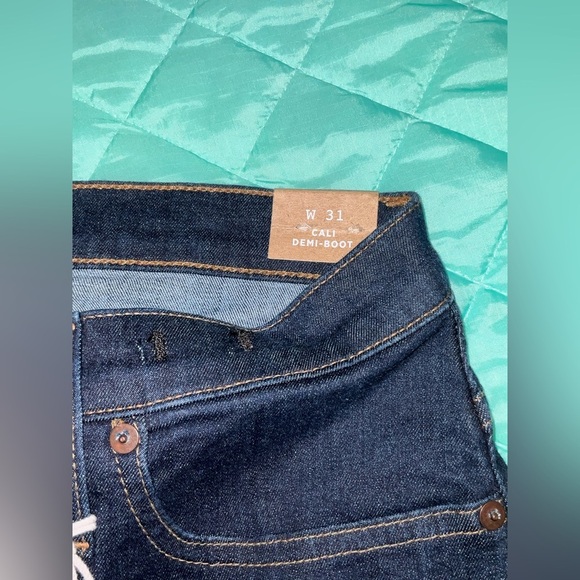 Madewell Jeans Denim Cali Demi Boot Cut Lucille Wash Dark Blue Solid Navy Cotton - Picture 5 of 14